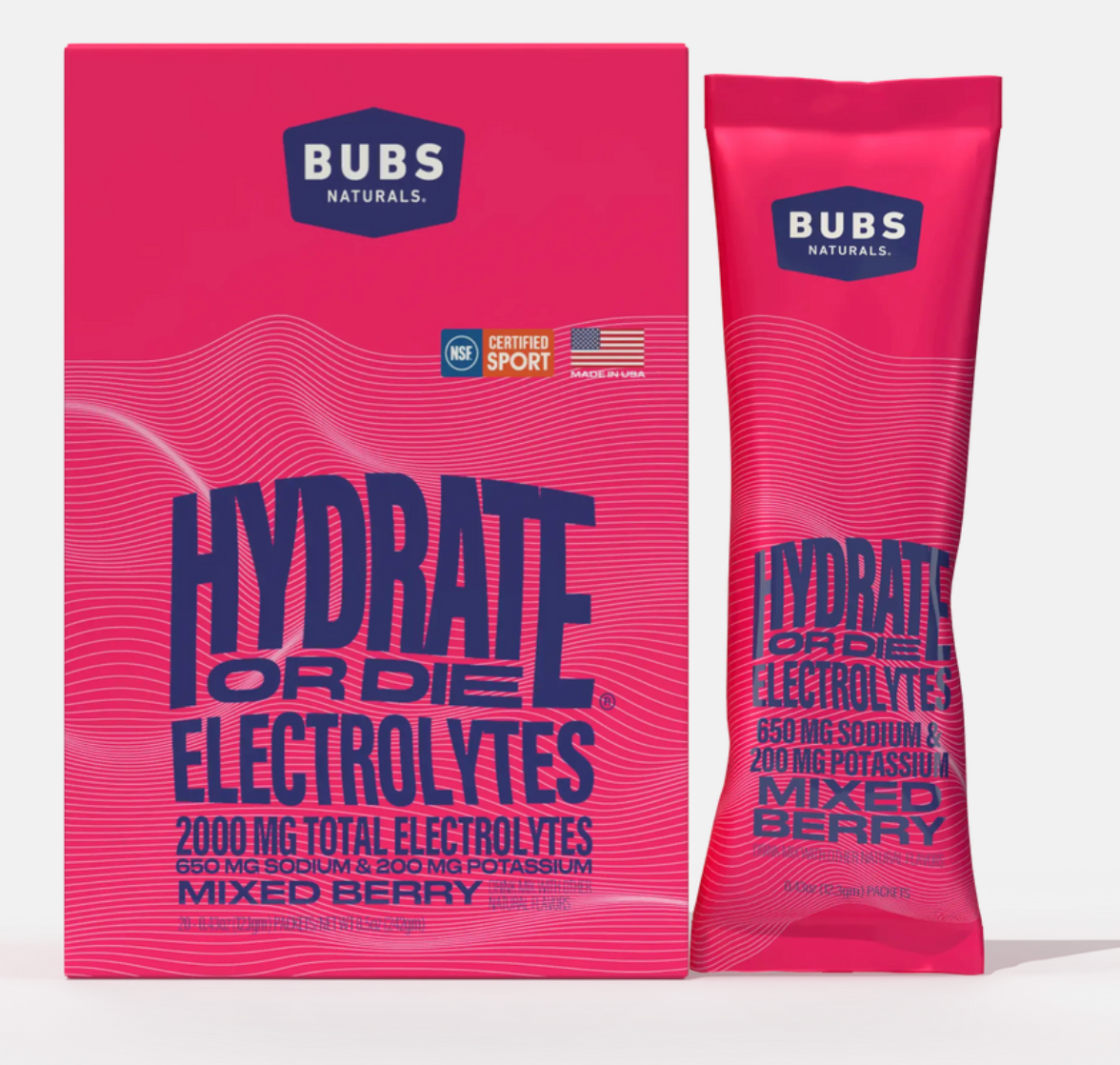 Bubs Natural- Hydrate or Die Electrolytes Mixed Berry (Box of 20)
