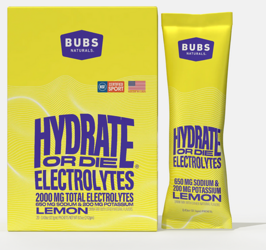 Bubs Natural- Hydrate or Due Electrolytes Lemon (Box of 20)